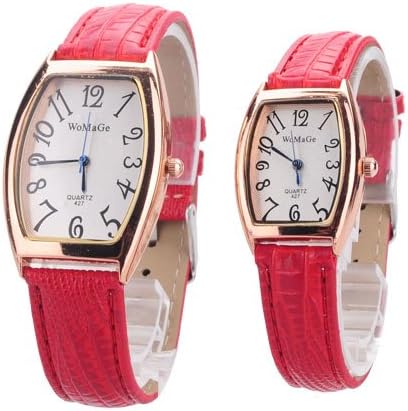 2pcs Valentine's day Gift Rectangle Dial Simple Men Women Couple Watch - Red(39685)
