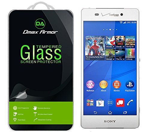 Sony Xperia Z3v Glass Screen Protector, Dmax ArmorÂ® Sony Xperia Z3v Screen protector [Tempered Glass] Ballistics Glass, 99% Touch-screen Accurate, Anti-Scratch, Anti-Fingerprint, Bubble Free, Round Edge [0.3mm] Ultra-clear, Maximum Screen Protection