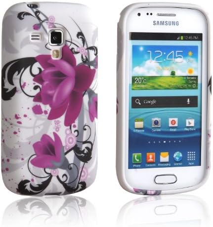 Einzige Colorful SoftGel Flexible TPU Silicone Skin Case Cover for Samsung Galaxy S Duos S7562 / S Duos 2 S7582 (Purple flower)with Free Universal Screen-Stylus