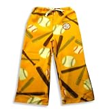 Grandma Pajama Pants - Boys Polar Fleece Baseball Pajama Pant, Gold, Brown, White