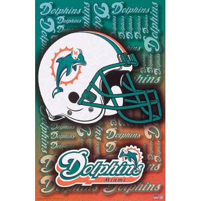 Miami Dolphins Helmet LOGO POSTER NFL Dan Marino RARE - 24x36 custom fit with RichAndFramous Black 24 inch Poster Hangers