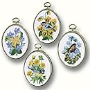 Janlynn Embroidery Kit, 4-1/4-Inch by 3-1/4-Inch, Birds and Butterflies, Set of 4