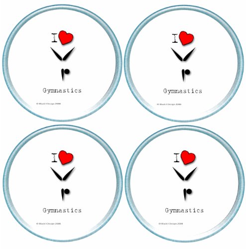 Gift Boxed Set of 4 Round Coasters Sport Gymnastics