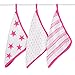 aden + anais washcloth set 3 pack, fluro pink