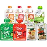 Organic Baby Food Stage 3 Meals 8-Flavor Variety Pack (8 Pouches) Includes Happy Baby, Sprout, Plum, Ella's Kitchen