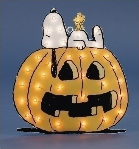 Peanuts Snoopy Sleeping On Jack O Lantern Lighted Halloween Yard Art #169935
