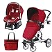 Peg Perego 2011 Skate Stroller Pram System with Car Seats and Fashionable Diaper Bag - Geranium Red