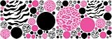 Pink Leopard / Cheetah and Zebra Print Polka Dots Wall Decals / Stickers
