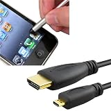 10ft Micro HDMI Cable for Motorola Droid Bionic Triumph + Silver Touch Screen Stylus