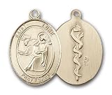 Gold Filled St. Luke the Apostle Pendant with Stainless Gold Heavy Curb Chain 24 inch