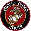 Proud USMC Biker Embroidered Patch United States Marine Corps Flag Iron-On Motorcycle Military Emblem