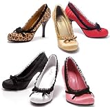 Women's 406-Doll 4 Heel Satin Pump With Velvet Bow