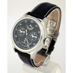 Christophe Skye - Dualtimer S Automatic Watch with Black Leather Strap. Model: CS-843332001655