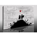 Banksy Bild - 100x70cm k. Poster ! Bild fertig auf Keilrahmen ! Pop Art Gem�lde Kunstdrucke, Wandbilder, Bilder zur Dekoration - Deko / Top 100 "Banksy" Modern Bilder