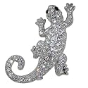 Silver Tone Rhinestone Lizard Brooch Pin