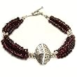 Handmade Garnet & Silver Three-Strand Bracelet