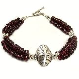 Handmade Garnet Bracelet With Silver Beads