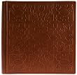 Wrought Iron Genuine Leather Photo Album / Scrapbook, Tan with Engraved Designs, Gift Boxed, 15x15"