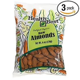 Health Best Almonds Raw Whole, 6-Ounce Packages (Pack of 3)