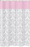 Pink, Gray and White Elizabeth Kids Bathroom Fabric Bath Shower Curtain by Sweet Jojo Designs