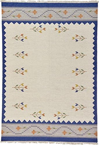 Wool 6' 7 x 9' 10 Kilim Dhurrie Ivory Rug