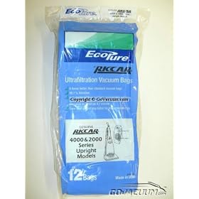 Riccar 2000, 4000 and Vibrance Series. Simplicity 5000, 6000 and Symmetry Type A Vacuum Bags - 12 Pack