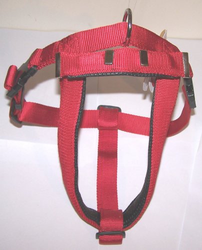 Quick Control Padded Dog Harness with Built-in 24″ Retractable Handle Leash Size Large Red
