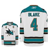 BLAKE #4 San Jose Sharks RBK Premier NHL Hockey Jersey by Reebok (NHLPA Certified Custom Sewn Authentic Twill)