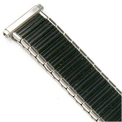 Watch Band Expansion Strech Metal Black with Silver color edges fits 16mm to 19mm