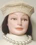 One Strand Simulated Large Light Ivory Pearls Choker Necklace Earrings on Clips for Women Teens Offered with Hand Crocheted Ivory Chenille Gimp Beret