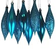 8ct Turquoise Blue Shatterproof 4-Finish Finial Drop Christmas Ornaments 5.5"