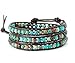 Natural Turquoise-Jasper Leather Beaded Wrap Bracelet