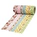 Crafty Rabbit Premium Washi Tape | Floral Set of 7 | Decorative Masking Tape Rolls | Pink Yellow Green Blue