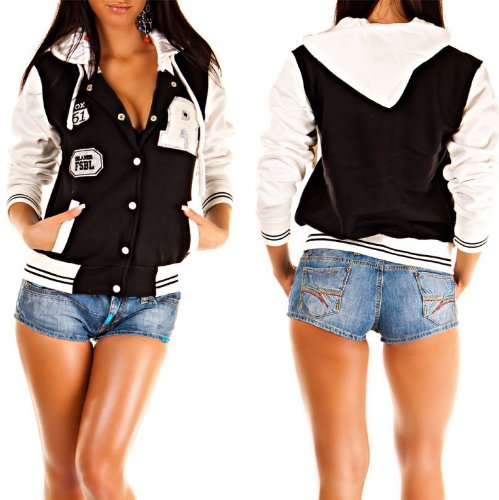 Damen College Jacke mit Kapuze