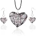 Silver Heart Murano Glass Earrings Set