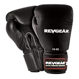 Revgear Original Black Leather Boxing Gloves (Size=16oz.)