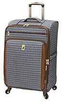 London Fog Kensington 25 Inch Expandable Spinner, Blue Tan Plaid, One Size
