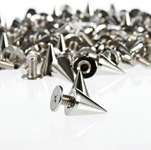 Chengor 50PCS 10*7MM Silver Cone Spikes Screwback Studs DIY Craft Cool Rivets Punk