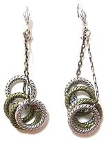 Anne Koplik Designs Contemporary Style Multi-Circle Swag Dangle Earrings with Gold and Silver Plated Finishes