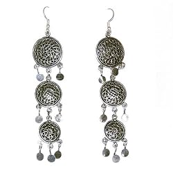 Indian Style Sterling Silver Girls Earring 4 inches