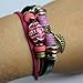 Wild Wind Unique Leaf Pendant Oval Beads Multistrand Leather Adjustable Wrap Bracelet