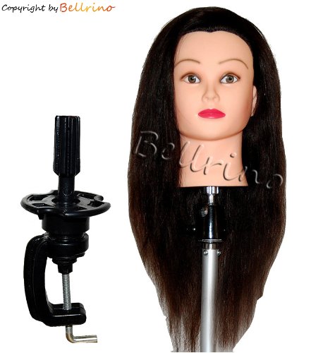 Bellrino 24 " Cosmetology Mannequin Manikin Training Head with Human Hair with Table Clamp Holer - Emma