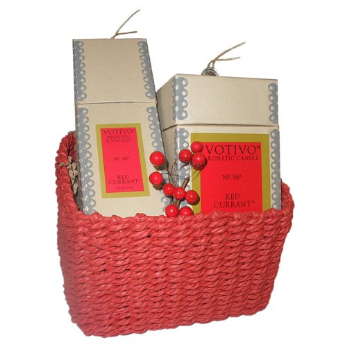 Votivo Red Currant Candle and Room Spray Gift Basket