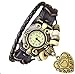 Boho Chic Vintage Inspired Leather Rope Bracelet Watch With Heart (Coffee)