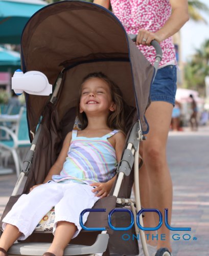 Stroller Fan-Cool on the Go® - The World's Frist Versatile Hands-free Personal Air Cooling System. Small Fan Cooler Powered By USB or Batteries. White / Purple picture
