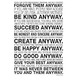 (13x19) Mother Teresa Anyway Quote Motivational Poster