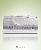 Multi Metallic Frame with Snake Skin Stylish Evening Bag, Silver