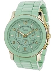 Womens Chronograph Link Watch Color: Mint/Gold