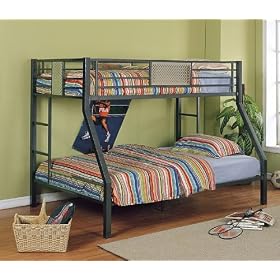 Twin Full Size Bunk Bed in Charcoal Finish - Monster Bedroom Collection
