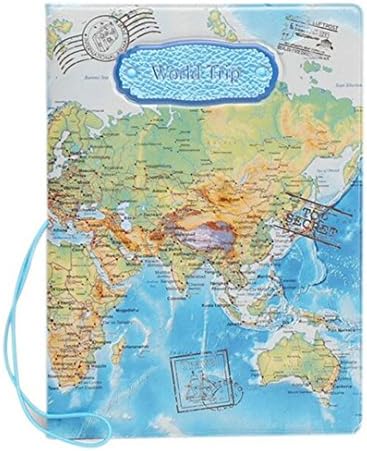 Passport Case 3D EZPING World Map Passport Cover NO more bent corners while Traveling world trip (World Map Blue)